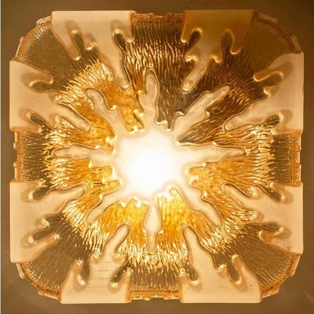 1960s Textured Clear Glass and Pâte De Verre Flush Mount, Germany, 1960s For Sale - Image 5 of 14