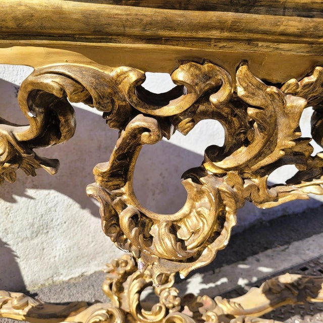 Large 18th Century Console Table with Lacquered and Gilded Wood For Sale - Image 3 of 18