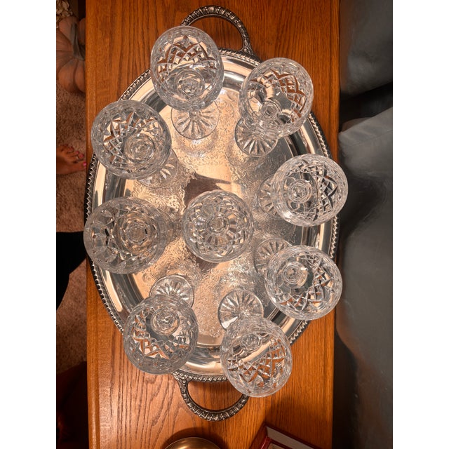 Waterford Crystal 1970s Waterford Crystal Lismore Wine Glasses Goblets Set of 9 Signed Cut Crystal For Sale - Image 4 of 7