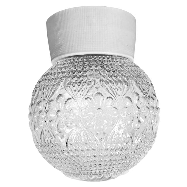 Vintage White Porcelain and Glass Ceiling Light, 1970s For Sale - Image 14 of 14