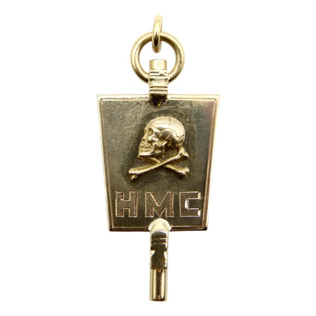 1950s 10k Gold Momento Mori Skull Pendant Charm For Sale