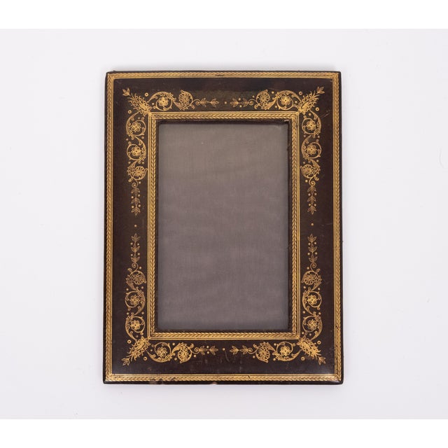 Gold Embossed Leather Picture Frame, France, 1920s For Sale - Image 9 of 9
