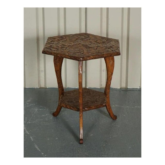Hand-Carved Occasional Side Table from Liberty's London, 1905 For Sale - Image 3 of 11
