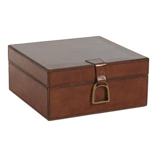 Chadwell Square Leather Decorative Box, Large For Sale