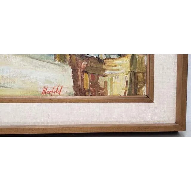 1980s Gerald Merfeld "Street Market, Vietnam" Original Oil Painting C.1980s For Sale - Image 5 of 9