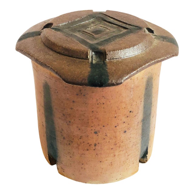 Vintage Handmade Pottery Container With Square Lid Chairish