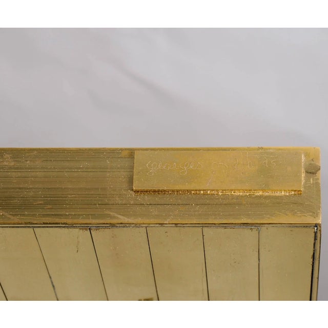 Metal Vintage Brutalist Brass & Pyrite Mirror by Georges Mathias For Sale - Image 7 of 8