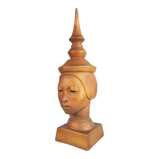 Fred Press Sculpture Head of a Thai Asian Woman 1950's Mid-Century Modern Bust For Sale