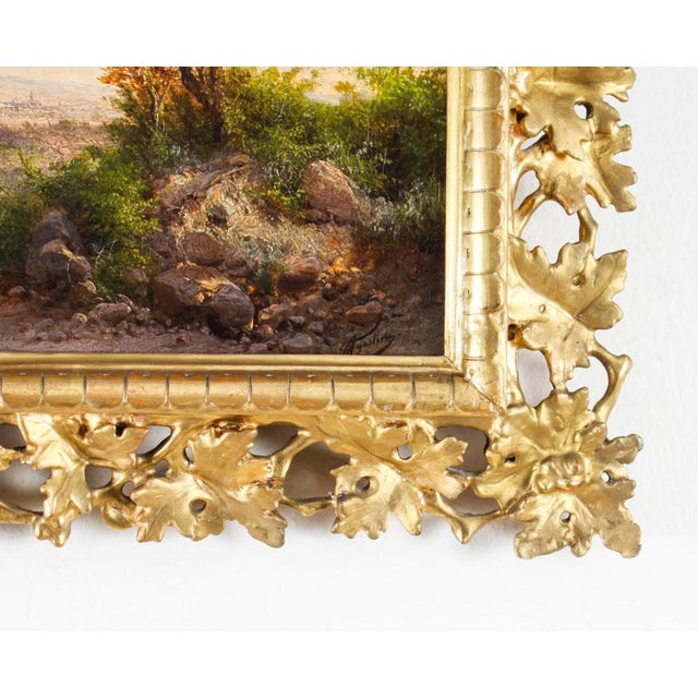 Guido Agostini, Italian Landscape, 19th-Century, Oil on Canvas, Framed For Sale - Image 8 of 11