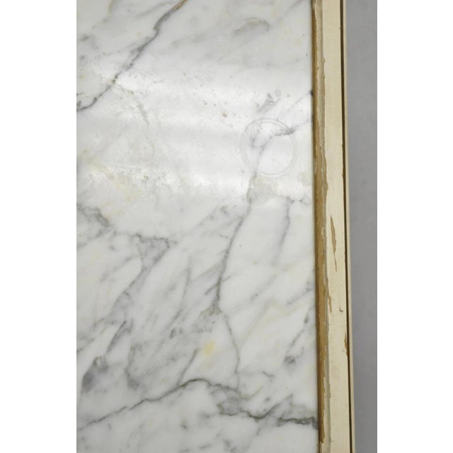 Vintage French Louis XV Style White Painted Marble Top Low Square Coffee Table For Sale - Image 11 of 12