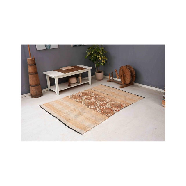 Decorative Vintage Embroidered Kilim Rug - 4`6″ X 6`3″ For Sale In Los Angeles - Image 6 of 6
