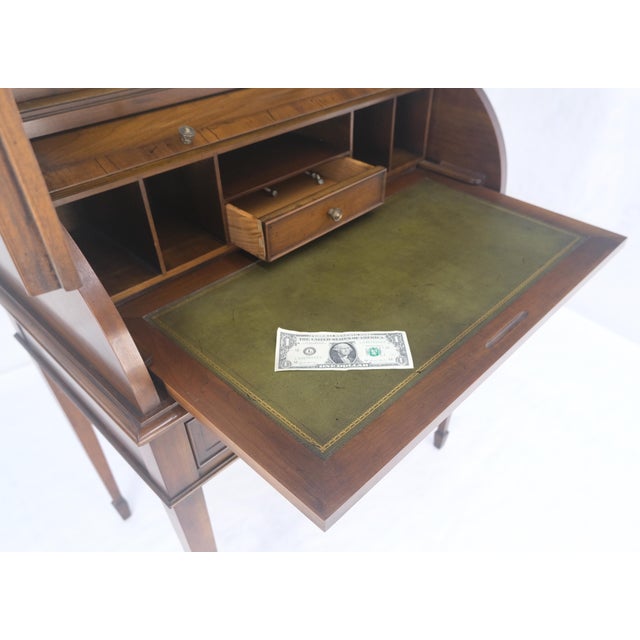 32" Wide & 79" Tall Solid Cherry Cylinder Style Secretary Desk Beveled Glass For Sale - Image 6 of 14