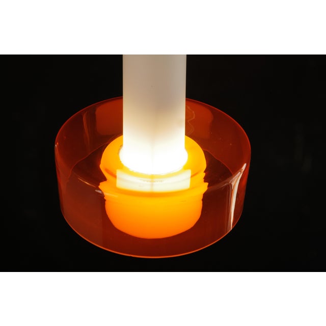 Mid-Century Modern Mid 20th Century Mid-Century Opaline and Orange Glass Pendant Lights - a Pair For Sale - Image 3 of 18