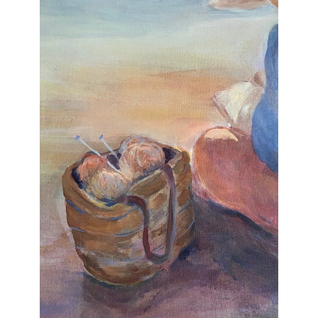 Summer at the Beach Acrylic Painting, Bohemian Style, Signed, 1980s For Sale - Image 4 of 14