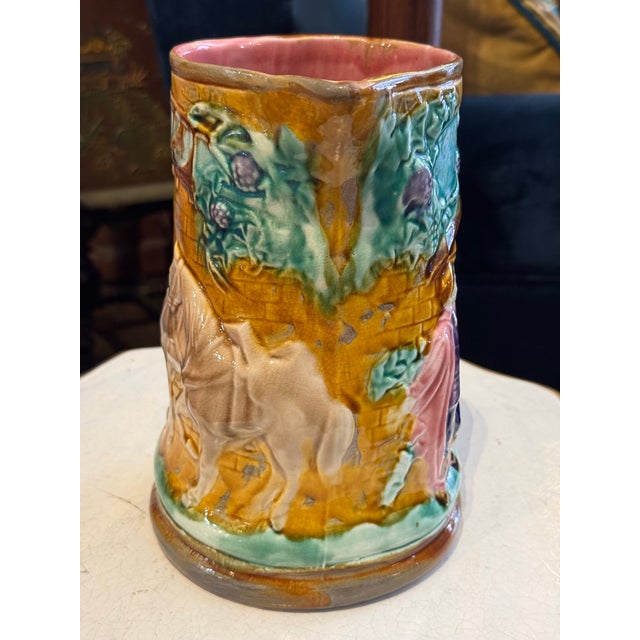 Late 19th Century Antique French Majolica Pottery Pitcher For Sale - Image 5 of 10