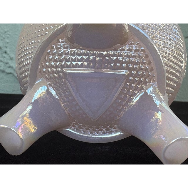 Vintage Fenton Pink Opalescent Carnival Glass Three-Footed Grape & Vine Rose Bowl For Sale - Image 10 of 11