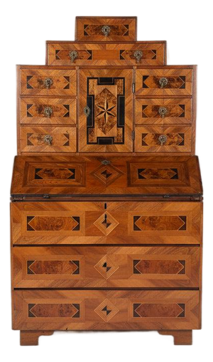 Antique Secretary Desk with Inlays and Drawers