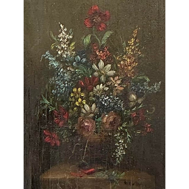 Vintage Original Floral Oil on Canvas For Sale - Image 10 of 12