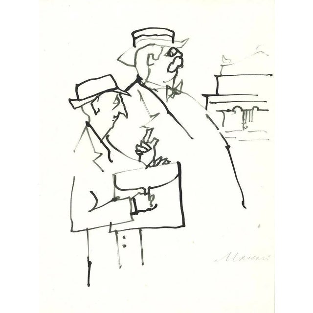 Modern Mino Maccari, The Doctors, Original Watercolor Drawing, 1960s For Sale - Image 3 of 3