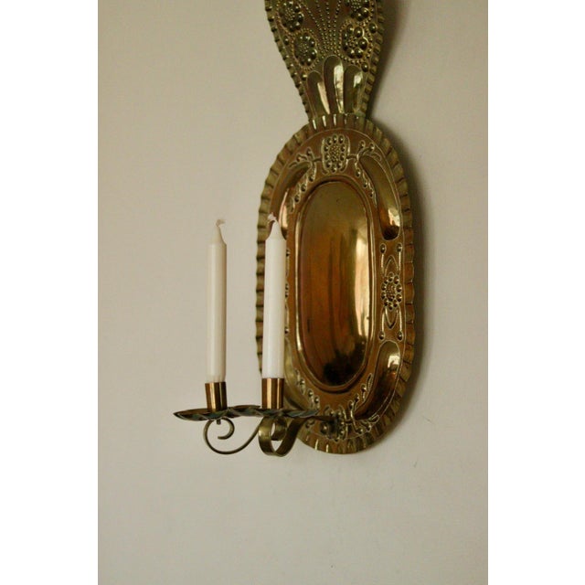 Large Mid-Century Swedish Brass Double Arm Sconce For Sale - Image 17 of 18