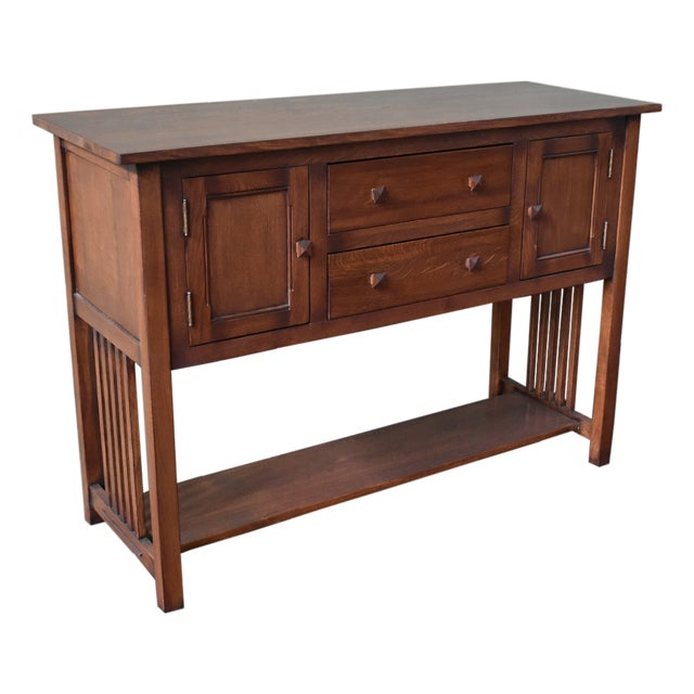 Mission Solid Oak Buffet / Console Table - Walnut - 52" For Sale
