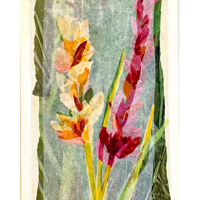 The pieces of the collage are made out of very thin tissue papers which create contrasts and color veils. The work creates...