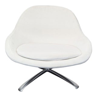 Bo Concept Veneto Modern White Swivel Lounge Chair With Metal Base For Sale