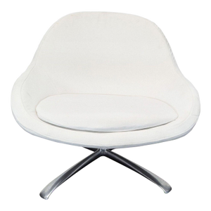 Bo Concept Veneto Modern White Swivel Lounge Chair With Metal Base