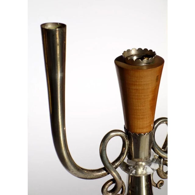 Italian Silvered Metal Candleholder by Arrigo Finzi for Metargent, 1940s For Sale - Image 4 of 8