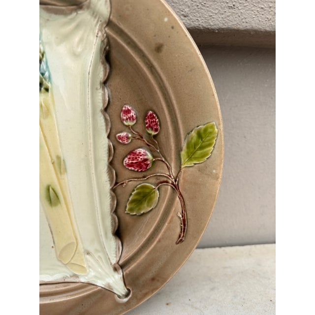 French Country 19th Century Majolica Asparagus Plate Luneville For Sale - Image 3 of 5