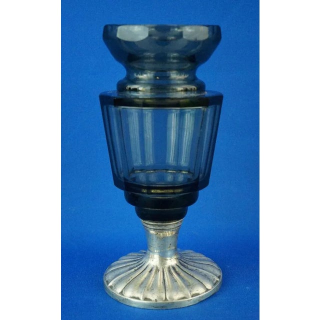 Item description: Smoked crystal vase, cut, with 800 silver base, made by the Belgian manufacturer Val Saint Lambert,...