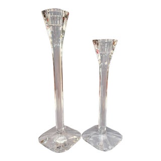 Crystal Arnolfo Di Cambio Candlesticks--"Polygon" by Designer Catya Castel--a Pair For Sale