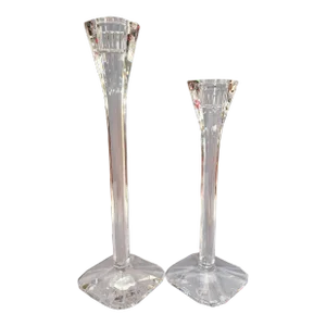 Crystal Arnolfo Di Cambio Candlesticks--"Polygon" by Designer Catya Castel--a Pair