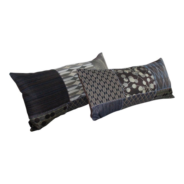Modern Lumbar Pillow Covers- a Pair For Sale