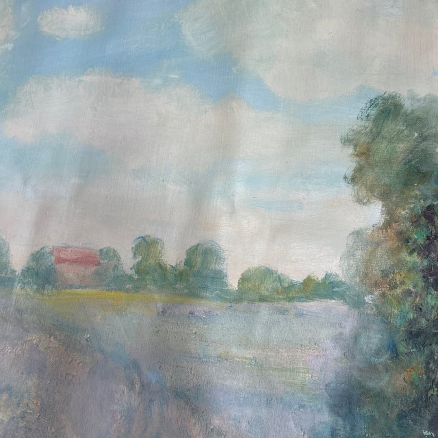 1950’s Original Impressionist Summer Field Landscape Painting on Canvas For Sale - Image 4 of 6