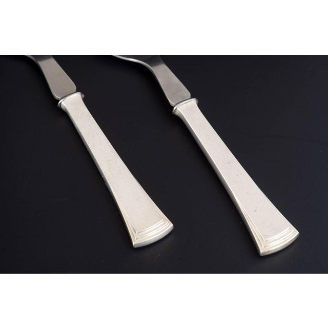Salad Set in Silver and Stainless Steel by Evald Nielsen, Denmark, 1930s, Set of 2 For Sale - Image 3 of 6