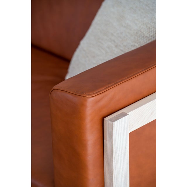 Two-Seater Sofa in Oak and Leather by Julien Renault For Sale - Image 8 of 13