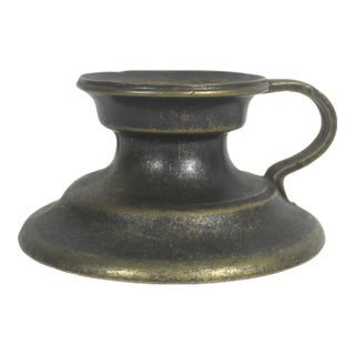 Vintage Bronze Chamberstick Candle Holder For Sale