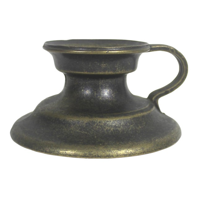 Vintage Bronze Chamberstick Candle Holder For Sale