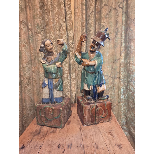 Ceramic Large Early 20th C Shiwan Pottery Figures For Sale - Image 7 of 15