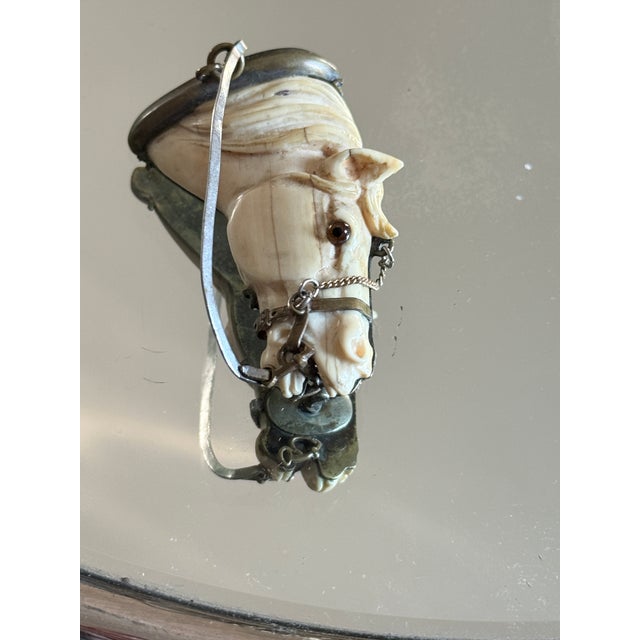 Mid 20th-Century Victorian Revival Bone Equestrian Horse Head Brooch With Glass Eye For Sale In New York - Image 6 of 12
