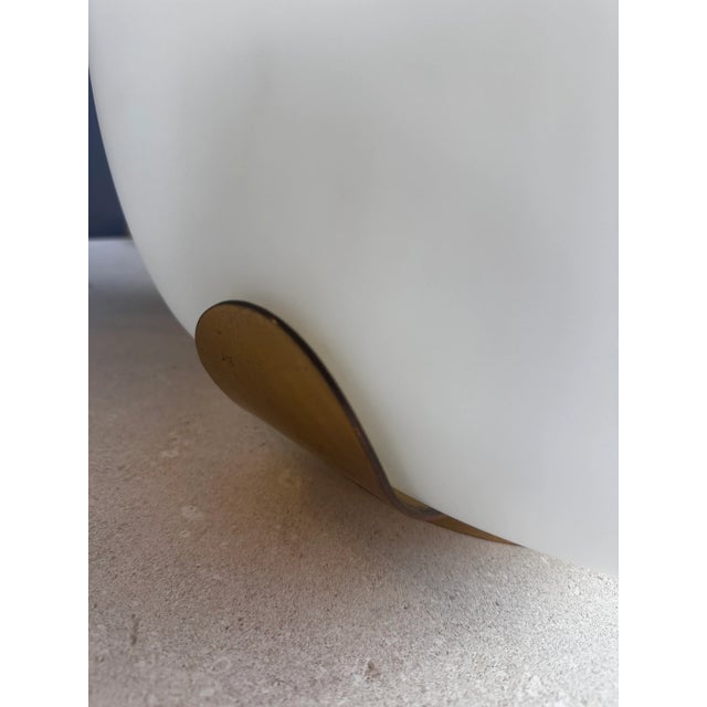 Metal Mid Century Italian Opaline and Brass Table Lamp 1970s For Sale - Image 7 of 8