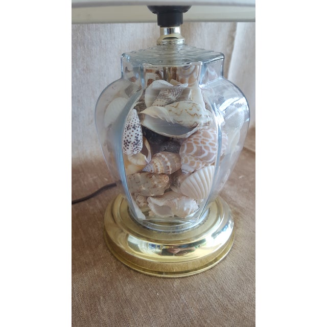 Vintage Seashell Filled Glass Ginger Jar Table Lamp With Shade Chairish