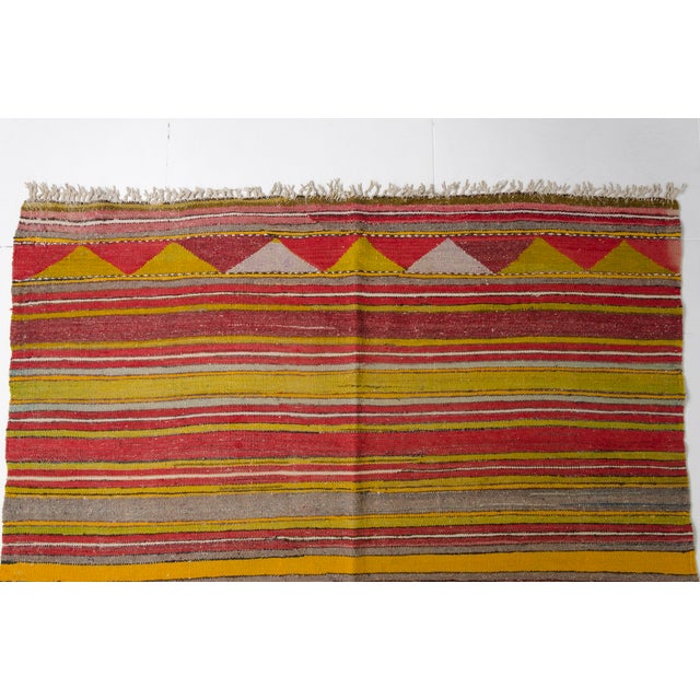 1950s Red, Yellow & Grey Wool Rug For Sale - Image 10 of 10