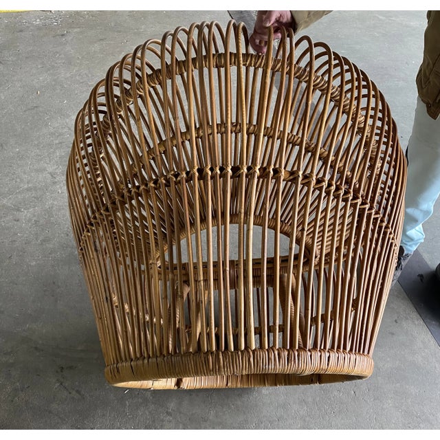 Franco Albini No Tariff Pair of 1960s Rattan Sculptural Mid Century Lounge Chairs, Attributed to Franco Albini For Sale - Image 4 of 12