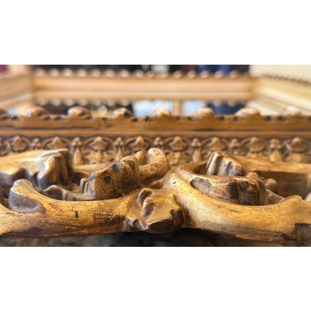 Early 20th Century Spanish 20th Baroque Style Carved Walnut Ormolu Gilded Mirror For Sale - Image 5 of 18