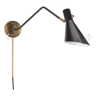 Pair of Regina Andrew Detroit Spyder Single Arm Wall Sconce – Model 15-1182 – Blackened Brass – New Old Stock in Original Box For Sale