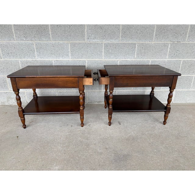 Hitchcock Harvest Maple Single Drawer Side/End Tables - A Pair For Sale In Philadelphia - Image 6 of 10