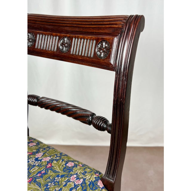 Wood Restored 1820s Regency Mahogany Tablet-Back Side Chair in William Morris Floral For Sale - Image 7 of 12