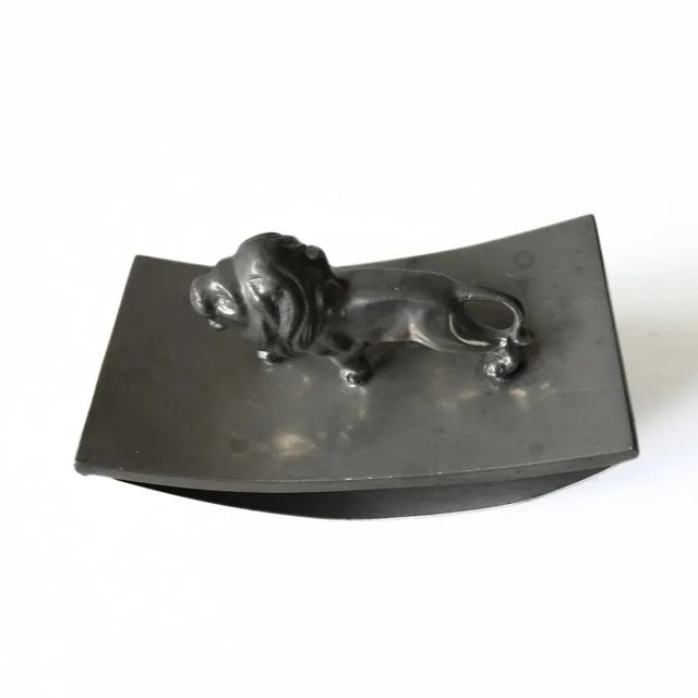 1920s Antique Art Deco Ink Absorbent Holder in Pewter with Lion Handle from Svensk Tenn, Sweden, 1920s For Sale - Image 5 of 6